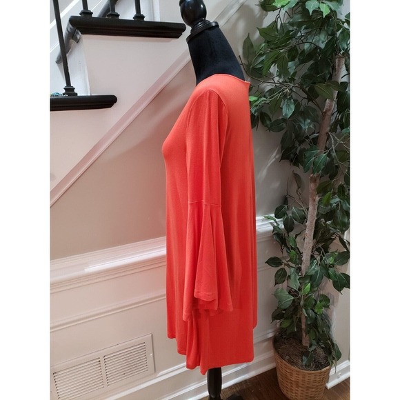 LOFT Womens Orange Solid Rayon Long Sleeve V-Neck Knee Length Dress Petite Small - Picture 6 of 12